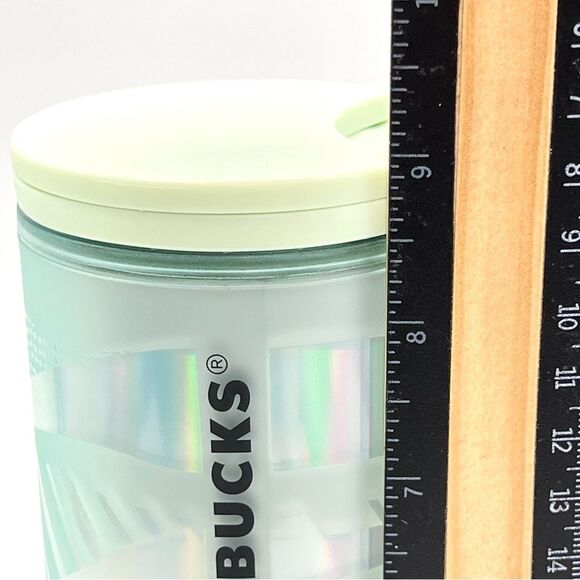 NEW Starbucks‎ LIMITED EDITION Mint Green Ribbon Swirl 16 OZ Insulated Tumbler - Picture 10 of 10